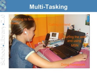 Multi-Tasking Listening to favorite music Doing homework Calling a friend Surfing the web and using  MSN 