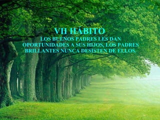 VII HÁBITO  LOS BUENOS PADRES LES DAN OPORTUNIDADES A SUS HIJOS, LOS PADRES BRILLANTES NUNCA DESISTEN DE ELLOS. 
