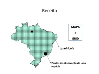 MAPA
GRID
+
quadrícula
Receita
Pontos de observação de uma
espécie
 
