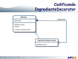 Codificando
IngredienteDecorator
 