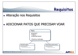 Requisitos
  Alteração nos Requisitos
  ADICIONAR PATOS QUE PRECISAM VOAR
 