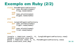 Exemplo em Ruby (2/2)
Padrões de Projeto de Software OO 24 / 33
 