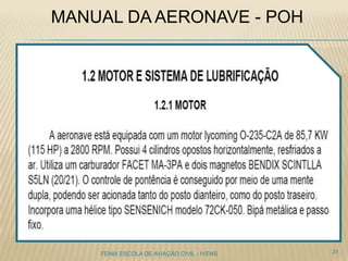 MANUAL DA AERONAVE - POH
31FENIX ESCOLA DE AVIAÇÃO CIVIL - IVENS
 