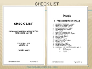 CHECK LIST
41FENIX ESCOLA DE AVIAÇÃO CIVIL - IVENS
 