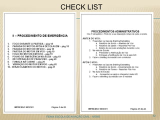 CHECK LIST
42FENIX ESCOLA DE AVIAÇÃO CIVIL - IVENS
 
