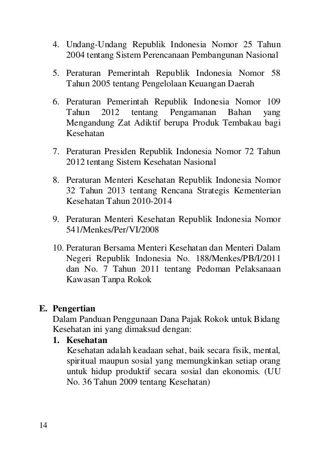 Panduan Umum Penggunaan Pajak Rokok Untuk Kesehatan