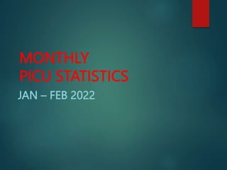MONTHLY
PICU STATISTICS
JAN – FEB 2022
 