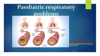 Paediatric respiratory
problems
THIS INFORMATION IS TAKEN
FROM MEDICOS PDF APP:
HTTPS://BOOKAPP.PAGE.LINK/S
LIDESHARE
 