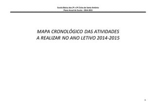 Escola Básica dos 2º e 3º Ciclos de Santo António
Plano Anual de Escola – 2014-2015
3
MAPA CRONOLÓGICO DAS ATIVIDADES
A REALIZAR NO ANO LETIVO 2014-2015
 