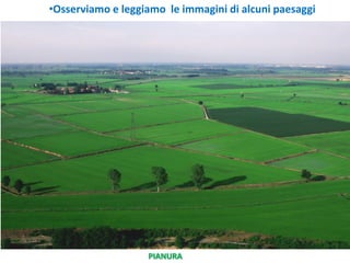 PIANURA
•Osserviamo e leggiamo le immagini di alcuni paesaggi
 