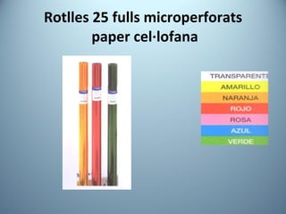 Rotlles 25 fulls microperforats  paper cel·lofana 