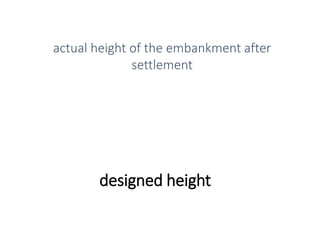 designed height
actual height of the embankment after
settlement
 