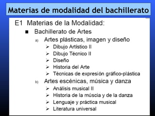 Materias de modalidad del bachillerato 