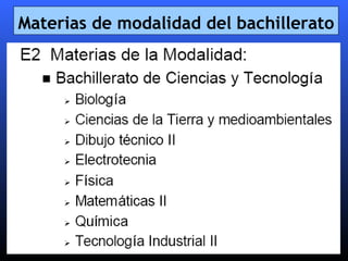 Materias de modalidad del bachillerato 