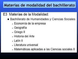 Materias de modalidad del bachillerato 