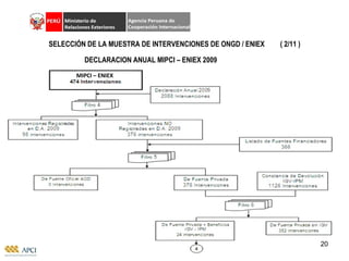 SELECCIÓN DE LA MUESTRA DE INTERVENCIONES DE ONGD / ENIEX  ( 2/11 ) DECLARACION ANUAL MIPCI – ENIEX 2009 MIPCI – ENIEX  