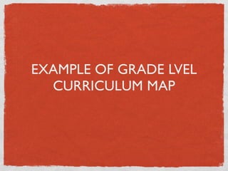 EXAMPLE OF GRADE LVEL
  CURRICULUM MAP
 