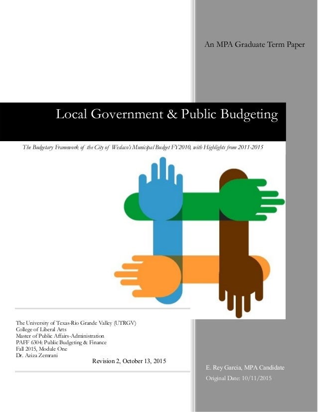 local government and public budgeting an mpa graduate term paper budgeting for college graduates