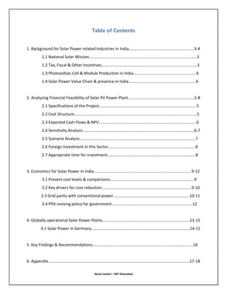 Financial Feasibility of Solar Power Plant in India | DOCX