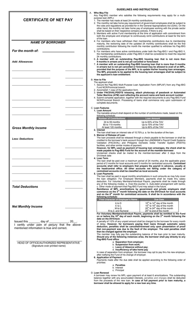 Pag ibig multipurpose application form PDF