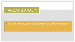 TAKDANG ARALIN
• Ano ang koneksyon ng pag-iimpok at pamumuhunan?
 