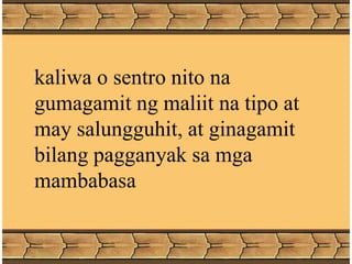 kaliwa o sentro nito na
gumagamit ng maliit na tipo at
may salungguhit, at ginagamit
bilang pagganyak sa mga
mambabasa
 