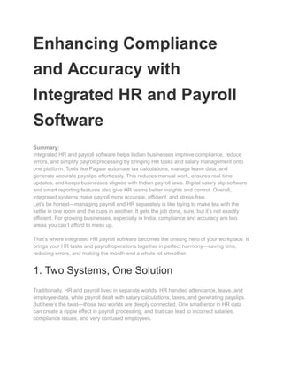 Enhancing Compliance and Accuracy with Integrated HR and Payroll ...