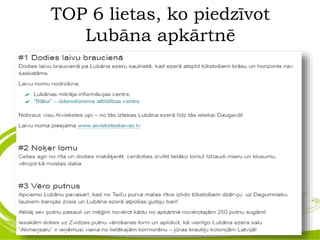 TOP 6 lietas, ko piedzīvot
Lubāna apkārtnē
 