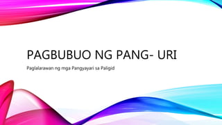 PAGBUBUO NG PANG- URI
Paglalarawan ng mga Pangyayari sa Paligid
 