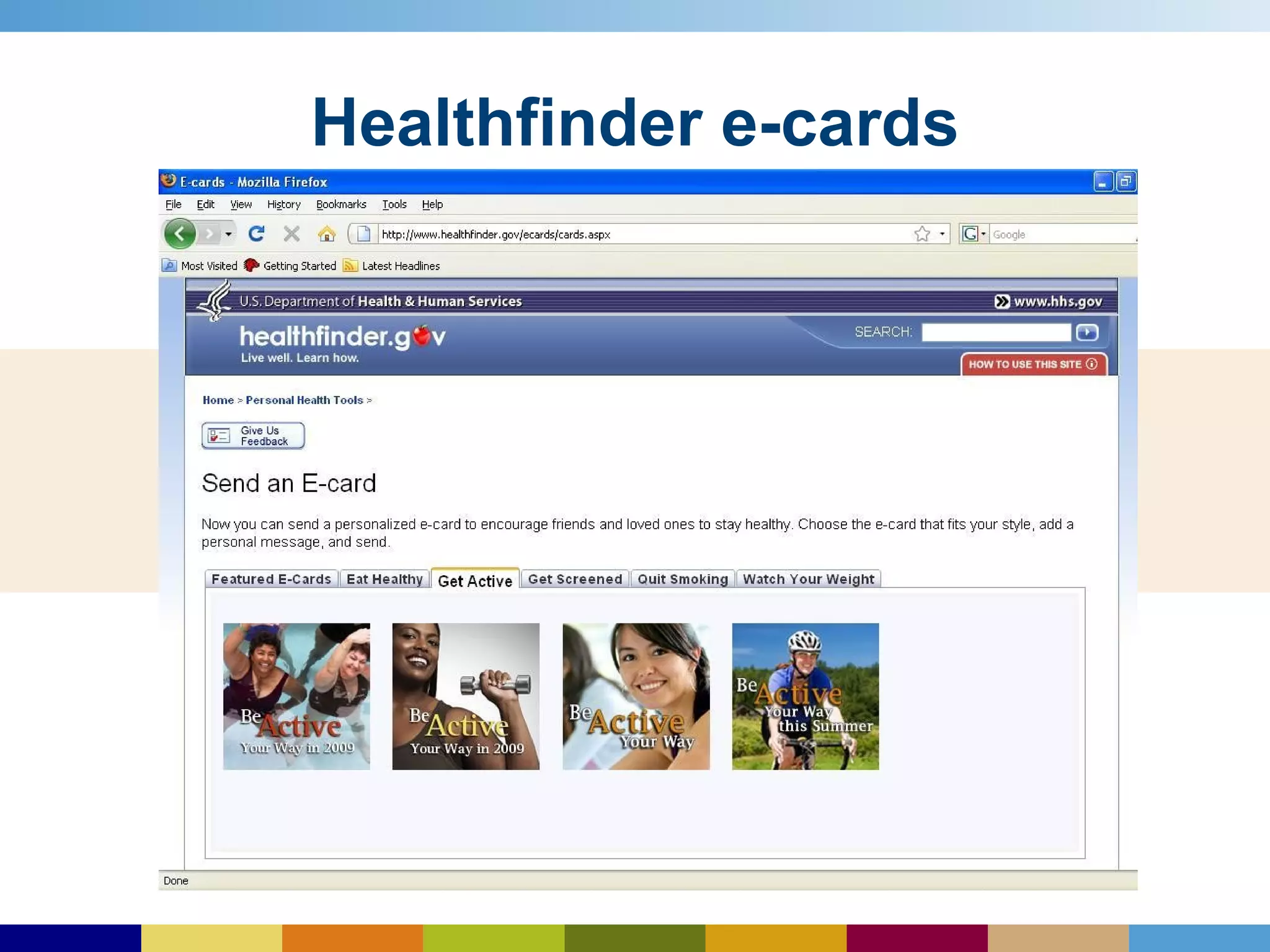 Healthfinder e-cards 