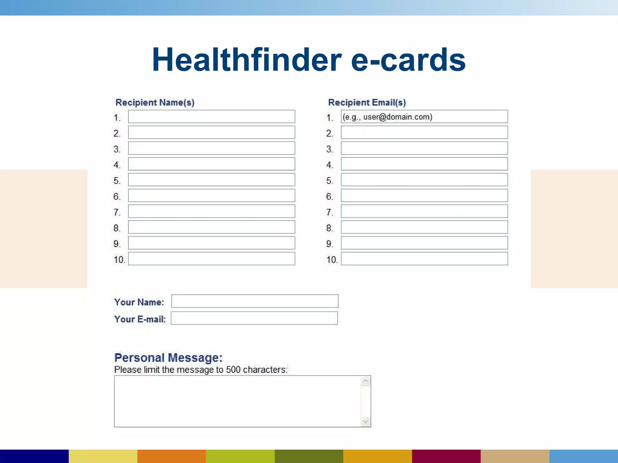 Healthfinder e-cards 