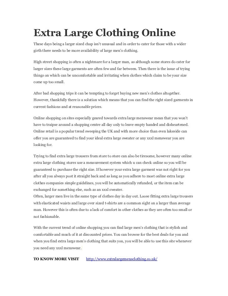 Extra Large Clothing Online