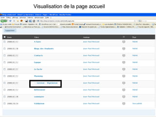 Visualisation de la page accueil 