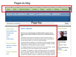 Pages du blog Page fixe 
