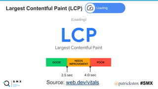 @SPEAKERNA@patrickstox #SMX
Source: web.dev/vitals
Largest Contentful Paint (LCP)
 