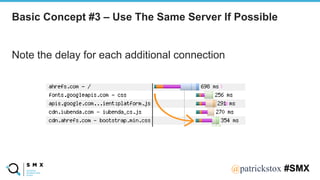 @SPEAKERNA@patrickstox #SMX
Note the delay for each additional connection
Basic Concept #3 – Use The Same Server If Possible
 