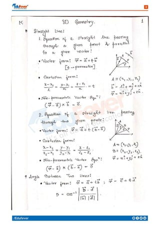 3D Geometry - Mathematics Handwritten Notes
