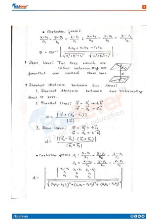 3D Geometry - Mathematics Handwritten Notes