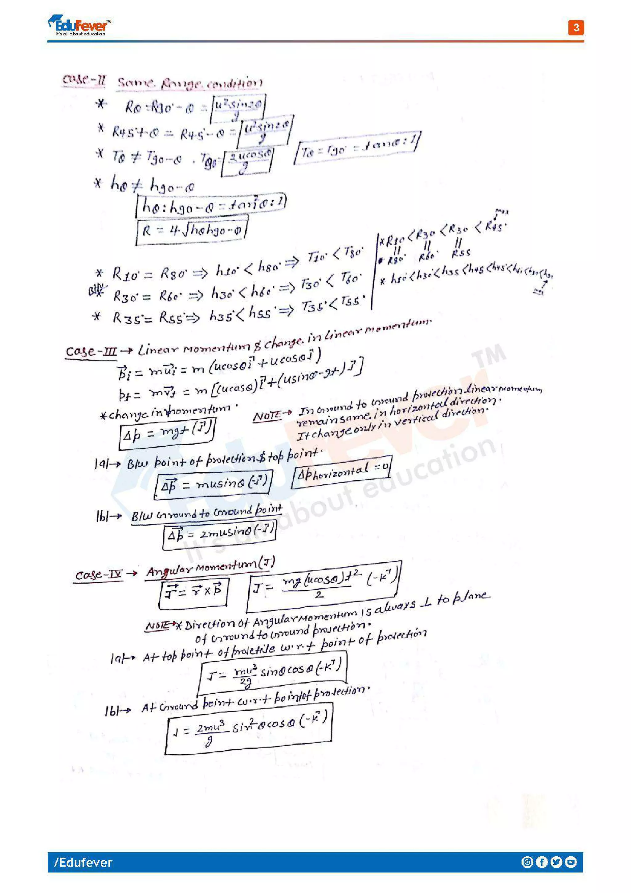 Projectile Motion - Physics Handwritten Notes