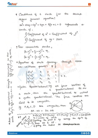 Circle - Mathematics Handwritten Notes | PDF