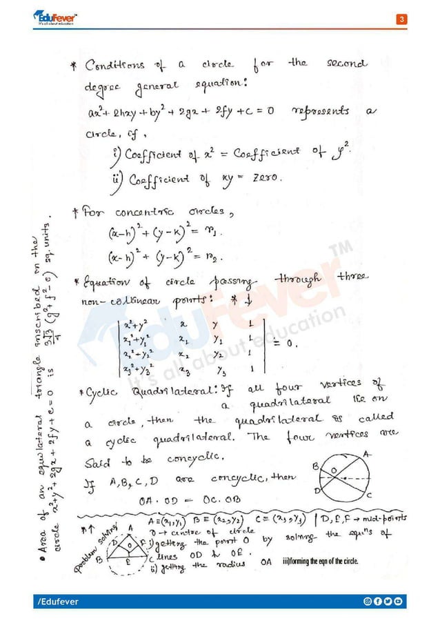 Circle - Mathematics Handwritten Notes | PDF