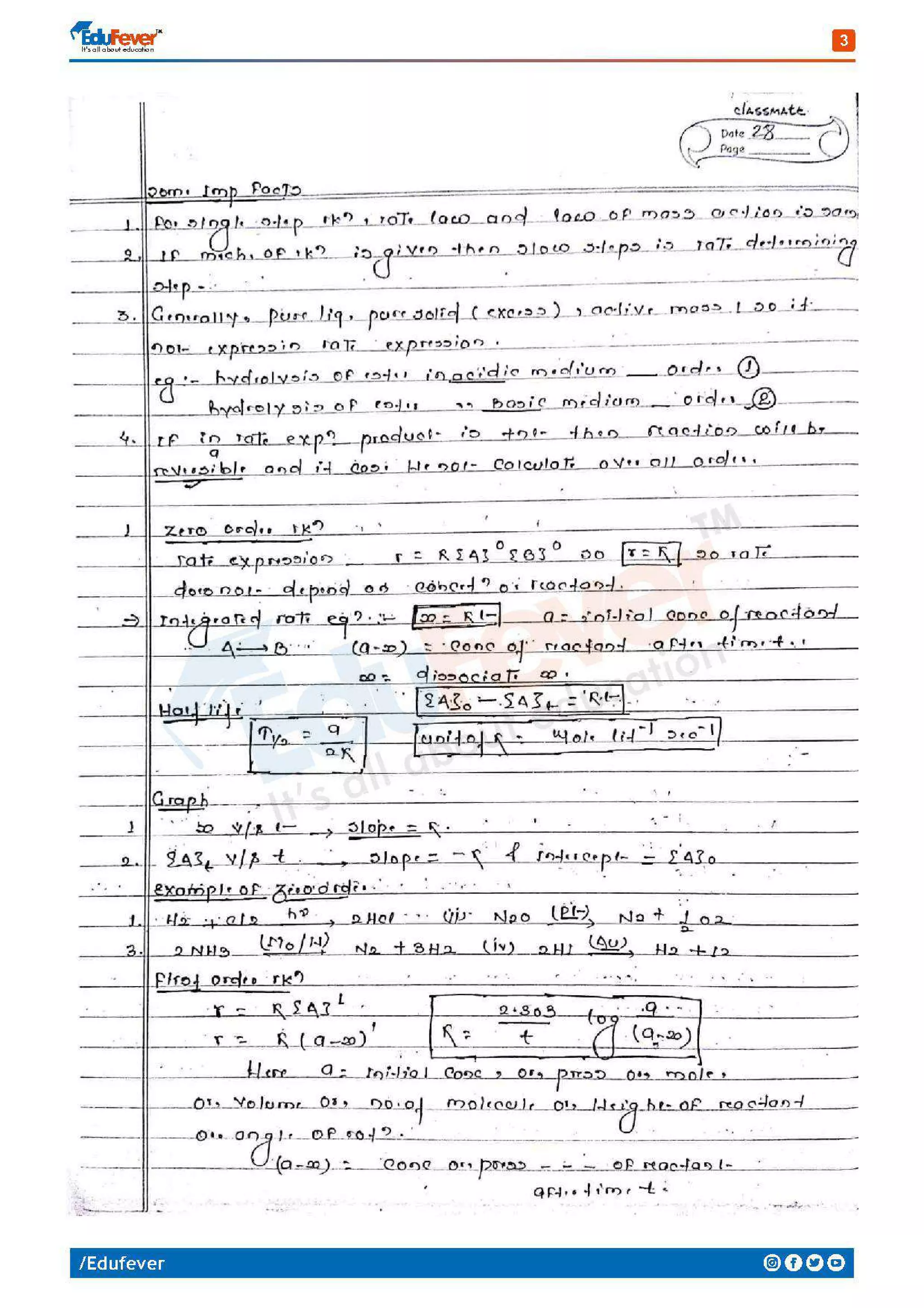 Chemical Kinetics - Chemistry Handwritten Notes | PDF