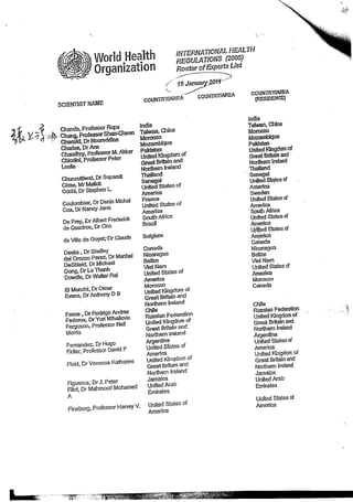 2011年1月15日 WHO專家會議的名錄