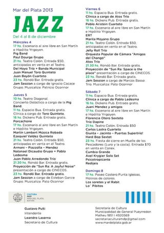 Programa de Mar del Plata 2013 Jazz