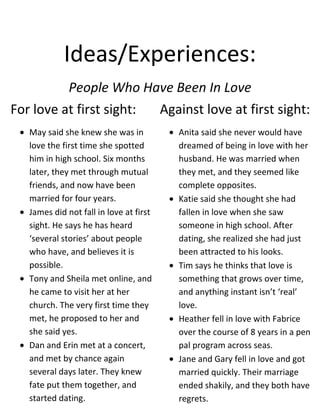 Ideas/Experiences:<br />,[object Object]
