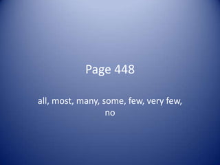 Page 448

all, most, many, some, few, very few,
                  no
 