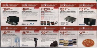 ~$12 OFF                        NO LIMIT

iHome iPodliPhone Portable Speaker               Sony Blu-ray Disc Player                         SanDisk CHOOSE FROM:                             Jabra Cruiser 2 Bluetooth Car Speaker                      Panasonic Compact Stereo System
Play and charge iPodliPhone, Reson8'" speaker    Full HD 1080p playback, plays standard DVDs,     $8 OFF 8GB SO Ultra Hi-Capacity 2 pk             -Works with most Bluetooth-capable phones                  iPod/iPhone dock, CD player with sliding door,
chambers, AC or battery operated, alarm clock,   WiFi adapter-ready (adapter sold separately,     Item433222                                       - Dual microphone                                          AM/FM radio, two full range speakers and slim
auxiliary input.                                 available at Costco.com), access movies, music   $7 OFF 4GB SO Ultra Hi-Capacity 2 pk             -Bonus AC Adapter included                                 design.
Item 512338                                      and videos with Bravia Internet Video, HDMI      Item344977                                       Item 542188                                                Item 715025
iPodliPhone                                      cable included.                                  $3 OFF 8GB MicroSD with Adapter - Item 314285                                                               iPodliPhone not included.
not included.                                    Item 571338                                      $12 OFF 8GB Cruzer USB 3 pk - Item 572165
                                                                                                  $8 OFF 16GB Cruzer USB - Item484442


                                                                                                                                                    Warehouse Price
                                                                                                                                                    InstantSavings
                                                 SONY®                 ~
                                                                      Blu-rugDIGc                                                                   YOUR COST




$30 OFF              lIMIT3                      $25 OFF              LIMIT 3                     $30 OFF                    NO LIMIT              $15 OFF              NO UMIT                               $3 OFF                  NO LIMIT

Philips Sonlcare Healthy White                   Philips Norelco SensoTouch Eleotrlc Razor        Ricardo 2-Plece Expandable Hybrid Set            The Pacific AND/OR Band of Brothers                        Kirkland Signature'·             Pepperoni Take
Reohargeable Toothbrush Dual Pack                -GyroFlox ?IJ systom                             28" and ?1"                                      Blu.ray AN D/Oil DVD                                       & Bake Pizza
3 modes fOI 11ealllllol,Wllllol tOOlil           - Patentod Supor Lift and Out System             • Constructed of ballistic nylon and Ilardslde   Item 550218, 550229, 508943, 508902                        Item 35145
Premium edition Includes:                        -Aquatec wet and dry                               material to form an extremely durable yet
- Two handles
- Travel charger
                                                 - Precision trimmer attachment                     lightweight travel case
                                                                                                  • Four wheel system for 360 mobility
                                                                                                                                  0
                                                                                                                                                                                                                              ~
                                                                                                                                                                                                                                   _..
                                                                                                                                                                                                                                    ¢fl:~: ....      >.~
                                                                                                                                                                                                                                                   '1.'
                                                                                                                                                                                                                                      ~~ .t. ',"J'.- ,'~~
                                                 - Additional shaving head included                                                                                      ,"              '   I'8A.'11111'_
-UV sanitizer charger                            Item 567763                                      Item 557843                                                            l(~~~f.l'~                                                   .. :.~~VV~~~
                                                                                                                                                                                                                         /'"' j,"r!j<:.~.~
                                                                                                                                                                                                                         '.'.~~' ~~1~c"it:,   .:
                                                                                                                                                                                                                                               '
- Three brush heads I                                                                                                                                                    8
                                                                                                                                                                         i
                                                                                                                                                                                                  ......~.
                                                                                                                                                                                                                           "'l;,   .~~~~;~4f'':-';1;,
- Two travel cases
Item 425087
                                       I' I 0    PHILIPS

                                                 ~fiOii£LCO
                                                                                                  Warel10use Price $149.99
                                                                                                  InstantSaVings -30.00
                                                                                                                                                                              _, •• ,w

                                                                                                                                                                                _._".'-
                                                                                                                                                                                             ••
                                                                                                                                                                                                                               ~?~:·~:'~t::
                                                                                                                                                                                                                                        l      '.
                                                                                                                                                                                                                                            1":':0....
                                                                                                                                                                                                                                                         ~
 