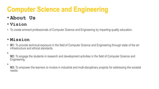 Computer Science Misison The Vision of KRCE's Computer Science and Engineering Department