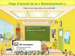 Page d’accueil de la « Beneyluschools »
Ma messagerie
Communiquer avec ses
correspondants
Cliquer sur les images dotées de ce symbole
 