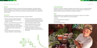 PLANO NACIONAL DE AGROECOLOGIA E PRODUÇÃO ORGÂNICA

PLANAPO 2013-2015

Objetivo

Público Beneficiário

Articular e implementar programas e ações indutoras da transição agroecológica, da produção orgânica e
de base agroecológica, como contribuição para o desenvolvimento sustentável, possibilitando à população a
melhoria de qualidade de vida por meio da oferta e consumo de alimentos saudáveis e do uso sustentável dos
recursos naturais.

Agricultoras e agricultores, assentadas e assentados da reforma agrária, povos e comunidades tradicionais,
incluindo a juventude rural, e suas organizações econômicas, que queiram fortalecer ou modificar suas
práticas produtivas para sistemas agroecológicos ou orgânicos de produção.
Ações

Orientações
As atividades desenvolvidas no Planapo buscarão atender às seguintes diretrizes:
• Promover a soberania e segurança alimentar e
nutricional e do direito humano à alimentação
adequada e saudável;
• Promover o uso sustentável dos recursos naturais;
• Apoiar na conservação e recomposição dos
ecossistemas modificados por meio de sistemas
de produção que reduzam os resíduos poluentes
e a dependência de insumos externos para a
produção;
• Promover sistemas justos e sustentáveis de
produção, distribuição e consumo de alimentos;

• Promover a valorização da agrobiodiversidade e
dos produtos da sociobiodiversidade e estímulo às
experiências locais de uso, conservação e manejo
dos recursos genéticos vegetais e animais;
• Ampliar a participação da juventude rural na
produção orgânica e de base agroecológica;
• Contribuir na promoção da redução das
desigualdades de gênero, por meio de ações e
programas que promovam a autonomia econômica
das mulheres.

As ações articuladas dos dez ministérios parceiros no Plano formam um conjunto de 134 iniciativas,
distribuídas em 14 metas e organizadas a partir eixos estratégicos:
I. Produção;
II. Uso e Conservação de Recursos Naturais;
III. Conhecimento;
IV. Comercialização e Consumo.

 